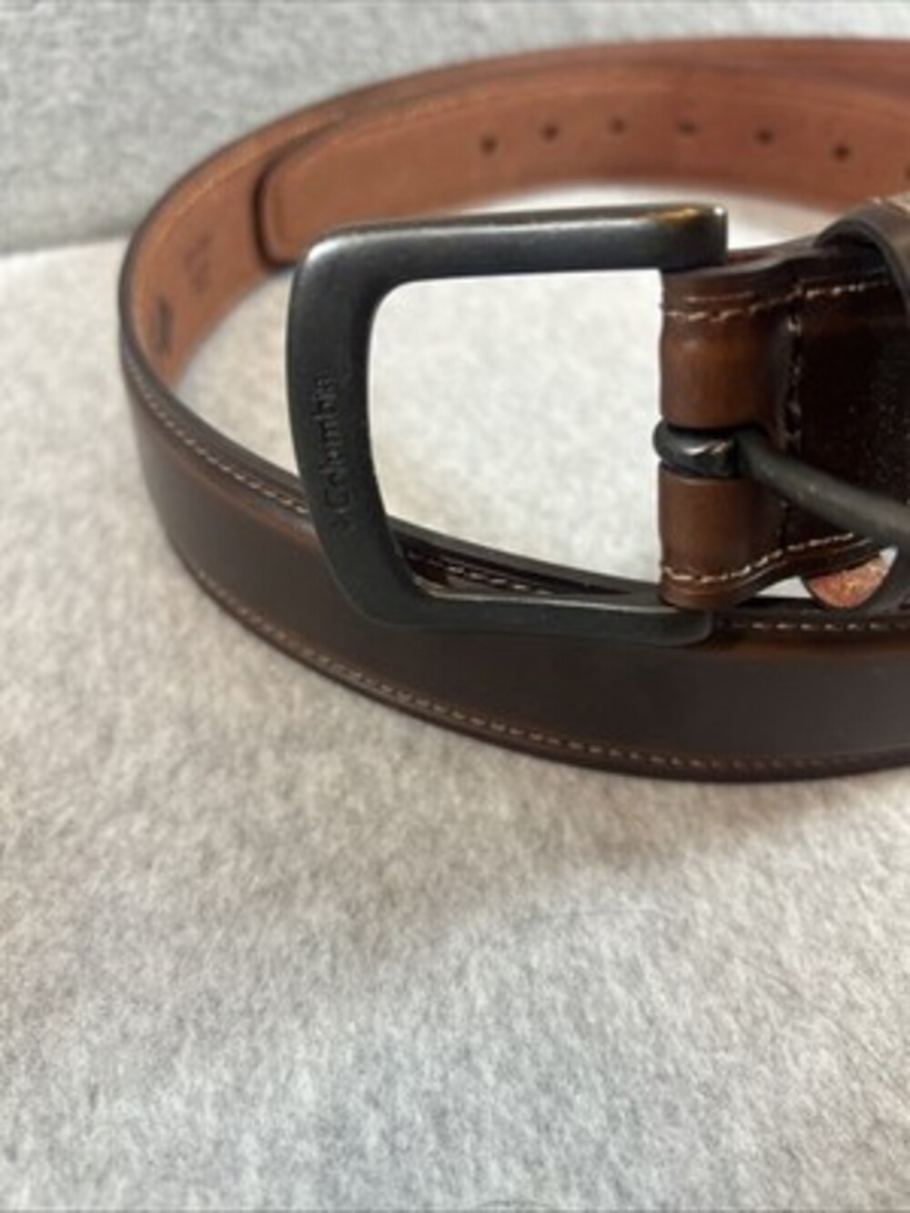 Colombia Sportswear Men's Leather Adjustable Belt Brown Size 46-48 New W/O Tags - Picture 3 of 6